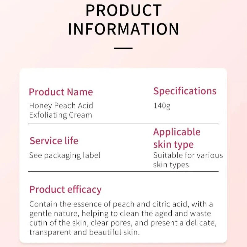 Bioaqua Peach Extract Fruit Acid Exfoliating Face Gel Cream 140G