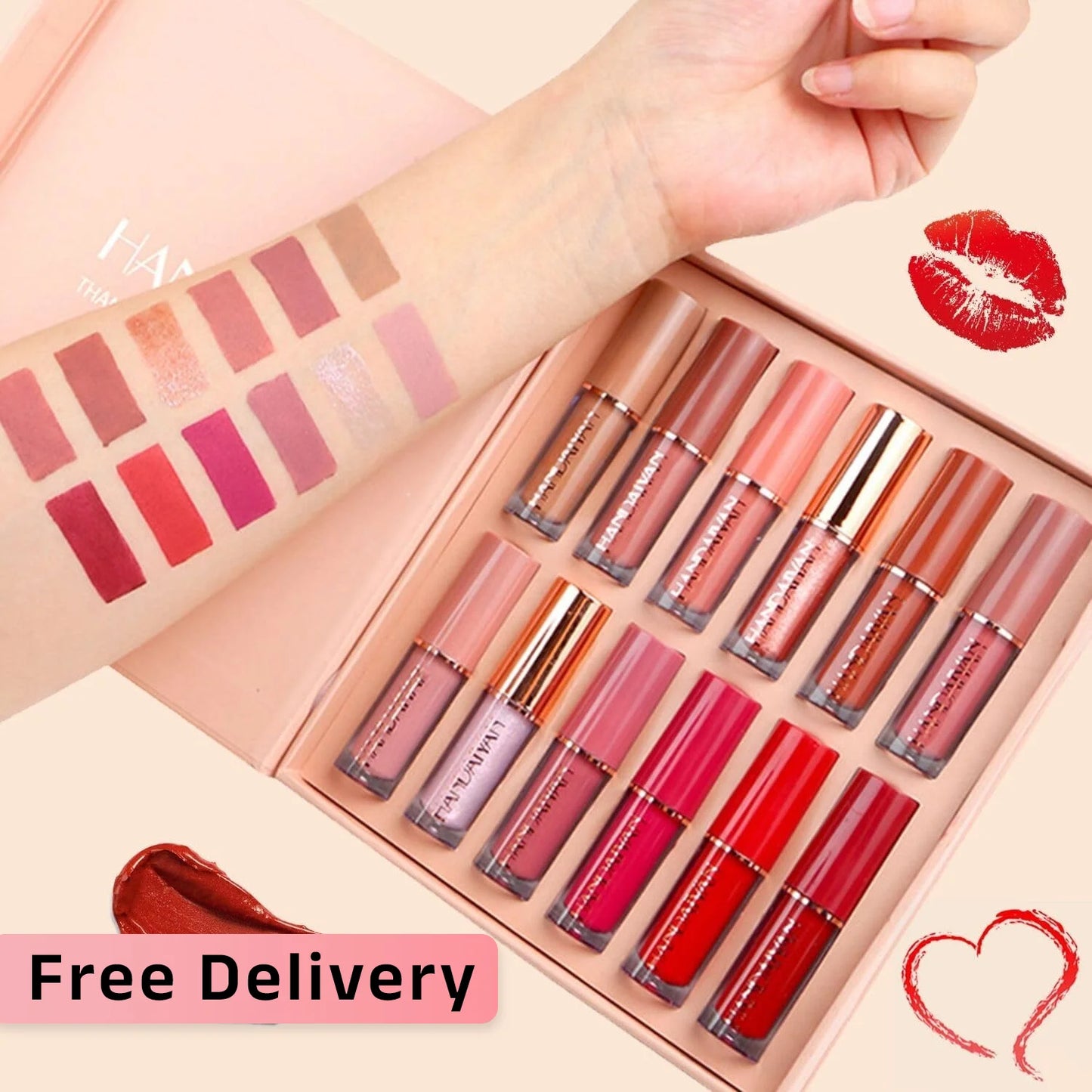 12-Piece Matte Liquid Lipstick & High Shine Lip Gloss Set – Waterproof, Long-Lasting
