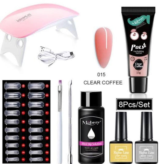 8Pcs/Set Nail Art UV Quick Extension Nail Kit for Manicure