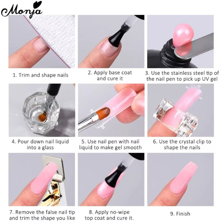 8Pcs/Set Nail Art UV Quick Extension Nail Kit for Manicure