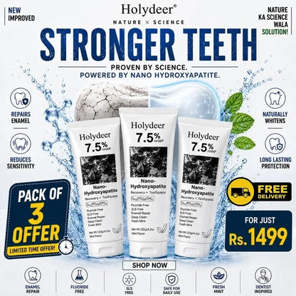 7.5% Nano Hydroxyapatite Teeth Whitening Toothpaste 120GM (Buy 1 Get 2 Free)