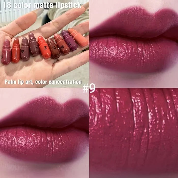 18-Color Capsule Lipstick Set – Silky Smooth Matte Finish Mini Lipstick Pods (Travel Size & Portable)