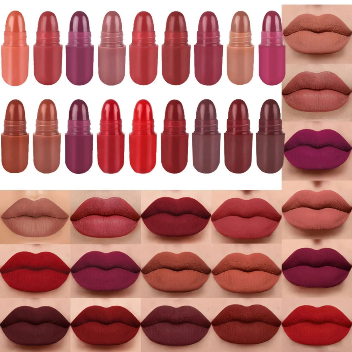 18-Color Capsule Lipstick Set – Silky Smooth Matte Finish Mini Lipstick Pods (Travel Size & Portable)