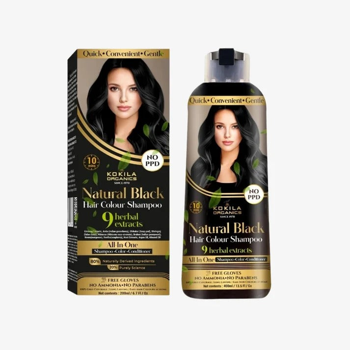 Kokila NO PPD Shampoo Hair Colour - Natural Black for Women and Men